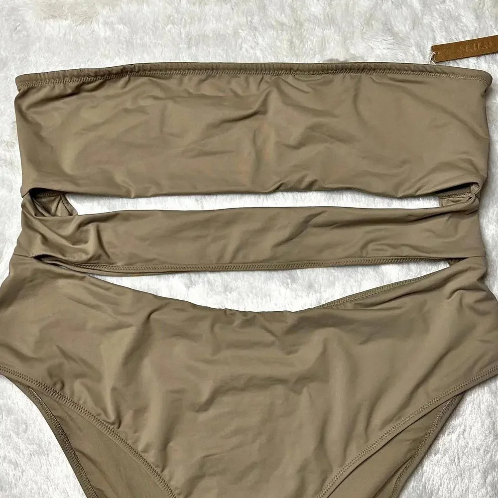 NWT Skims Swim Strapless Cut Out Monokini Swimsuit Desert Womens 4X